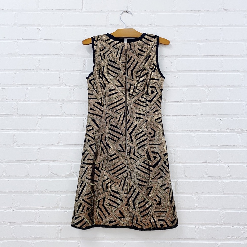 VINCE CAMUTO sequin gold beaded shift dress black - Picture 2 of 3
